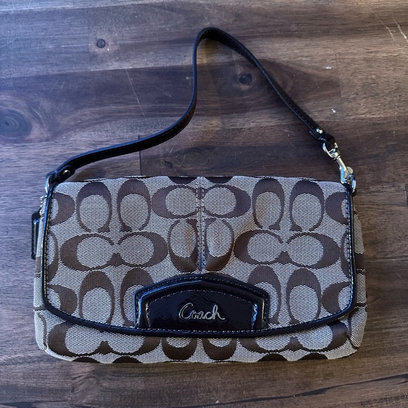 Coach Handbags - Coach Tan and Brown Signature Shoulder Bag